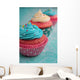 Pink and Blue Cupcake Wall Mural