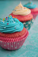 Pink and Blue Cupcake Wall Mural