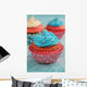 Pink and Blue Cupcake Wall Mural