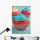 Pink and Blue Cupcake Wall Mural