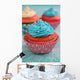 Pink and Blue Cupcake Wall Mural