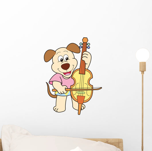 Cartoon Dog Playing Cello
