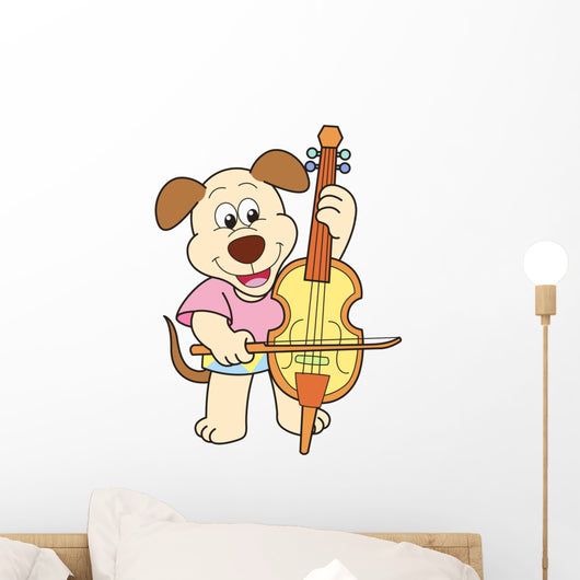 Cartoon Dog Playing Cello