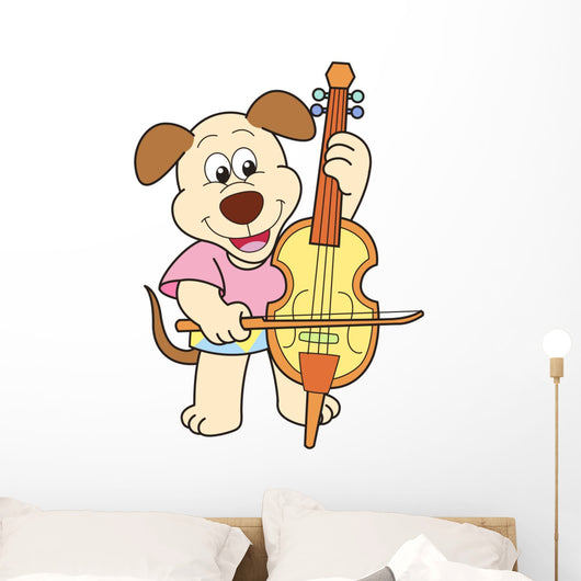 Cartoon Dog Playing Cello