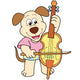 Cartoon Dog Playing Cello