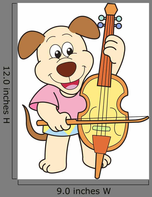 Cartoon Dog Playing Cello