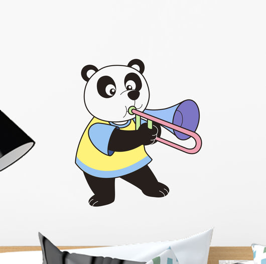 Cartoon Panda Playing Trombone Wall Decal