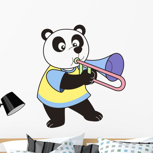 Cartoon Panda Playing Trombone Wall Decal