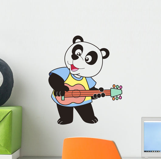 Cartoon Panda Playing Guitar Wall Decal