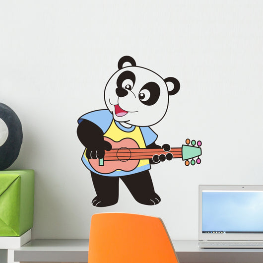 Cartoon Panda Playing Guitar Wall Decal