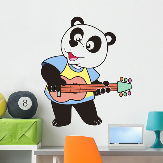 Cartoon Panda Playing Guitar Wall Decal