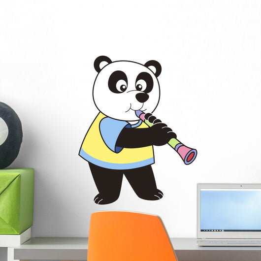Cartoon Panda Playing Clarinet Wall Decal