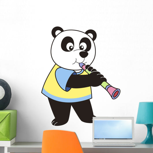 Cartoon Panda Playing Clarinet Wall Decal