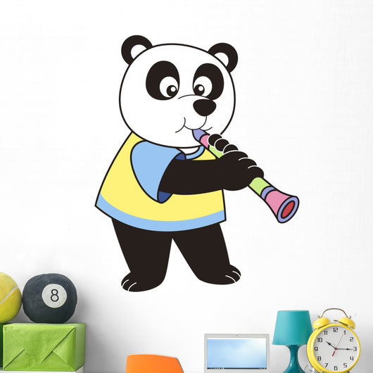 Cartoon Panda Playing Clarinet Wall Decal