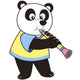 Cartoon Panda Playing Clarinet Wall Decal