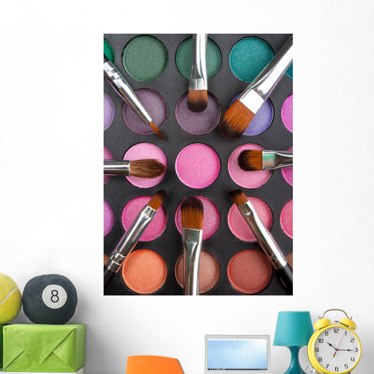 Makeup brushes and shadows Wall Mural