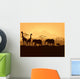 African Animals Silhouettes Sunset Wall Mural
