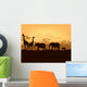 African Animals Silhouettes Sunset Wall Mural