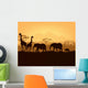 African Animals Silhouettes Sunset Wall Mural