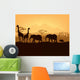 African Animals Silhouettes Sunset Wall Mural