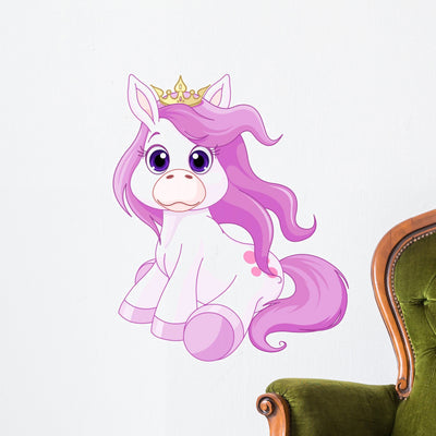 Cute Horse Princess Wall Decal shown on a wall