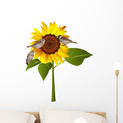 Sunflower Wall Decal shown on a wall