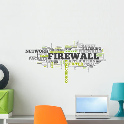 Word Cloud Firewall shown on a wall