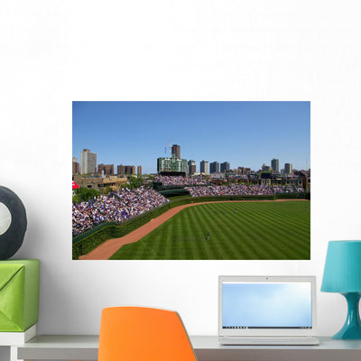 Baseball Field Wall Mural shown on a wall