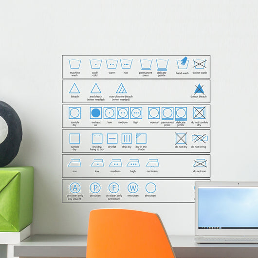 textile care symbols Wall Mural