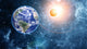 Earth and moon in space Wall Mural