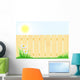 Wooden Fence Grass and Wall Mural
