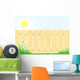 Wooden Fence Grass and Wall Mural