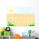 Wooden Fence Grass and Wall Mural