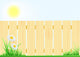 Wooden Fence Grass and Wall Mural
