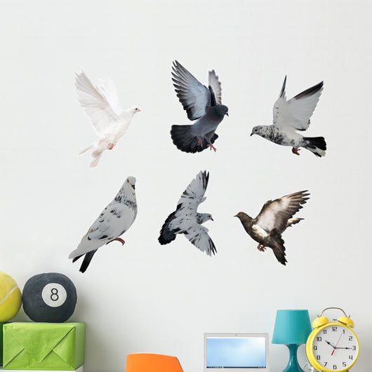 White Six Doves Wall Decal