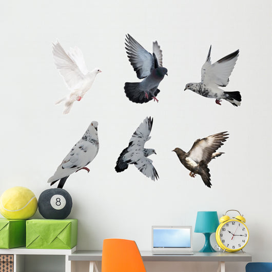 White Six Doves Wall Decal