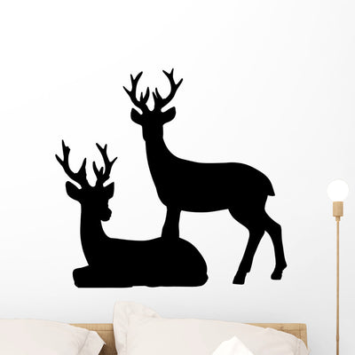 Deer Hunting Christmas Wall Decal shown on a wall