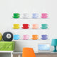 Coloured Coffee Cups Wall Decal Sticker Set