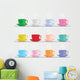 Coloured Coffee Cups Wall Decal Sticker Set