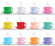 Coloured Coffee Cups Wall Decal Sticker Set