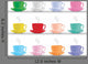 Coloured Coffee Cups Wall Decal Sticker Set