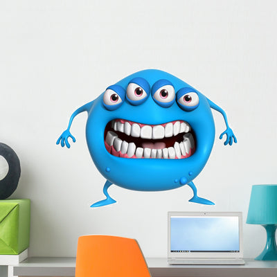 3D Cartoon Monster shown on a wall