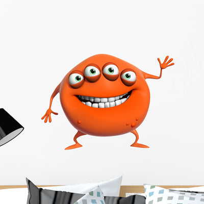 3D Cartoon Monster Wall Decal shown on a wall