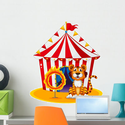 Circus Tent Wall Decal shown on a wall
