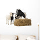 Cow and Two Goats Eating Hay Wall Decal