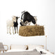 Cow and Two Goats Eating Hay Wall Decal