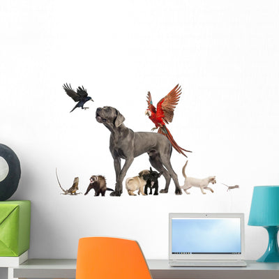 Group of Pets Wall Decal shown on a wall