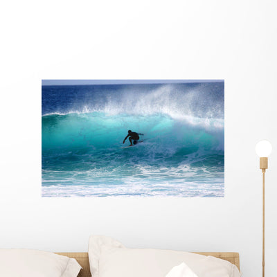 Surfing Wall Mural shown on a wall