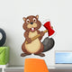 Beaver cartoon holding axe Wall Decal