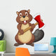Beaver cartoon holding axe Wall Decal